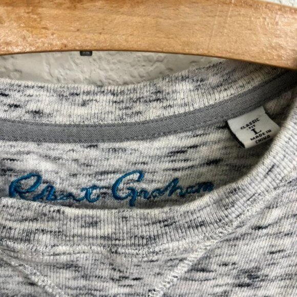 ROBERT GRAHAM Endurance Elbow Patch Sweatshirt In Heather - Picture 8 of 9